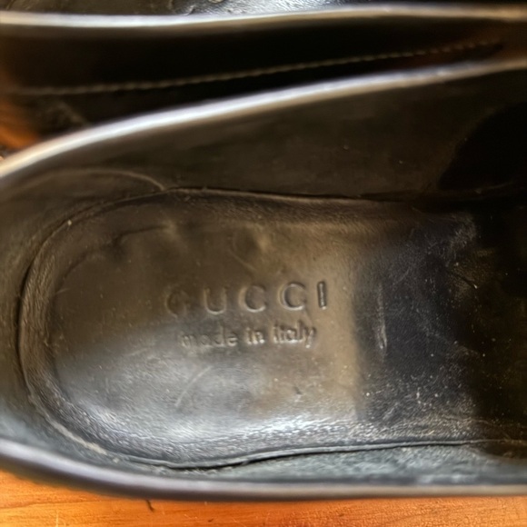 GUCCI 286771 Men’s Black Leather Silver Horsebit Slip On Loafers 7 Made in Italy - Picture 10 of 11